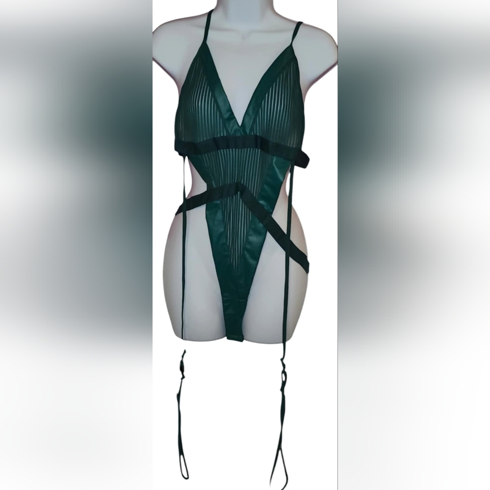 RSLOVE Green Thong Lingerie with Garter, Size XXL, NEW